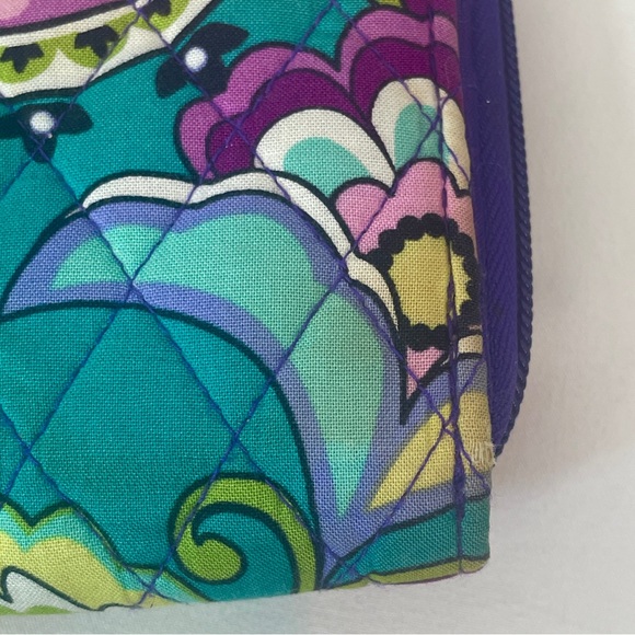 Vera Bradley Purple Paisley Floral Quilted Zip-Around Wallet - Picture 13 of 15